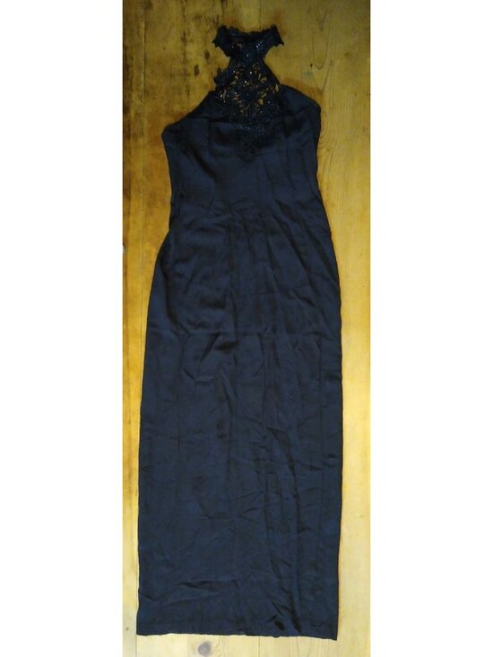 Zum Zum by Niki Livas Dresses & Skirts - Zum Zum Junior 9 10 Formal Dress Y2K Prom Black Sparkly Floor Length Halter Neck